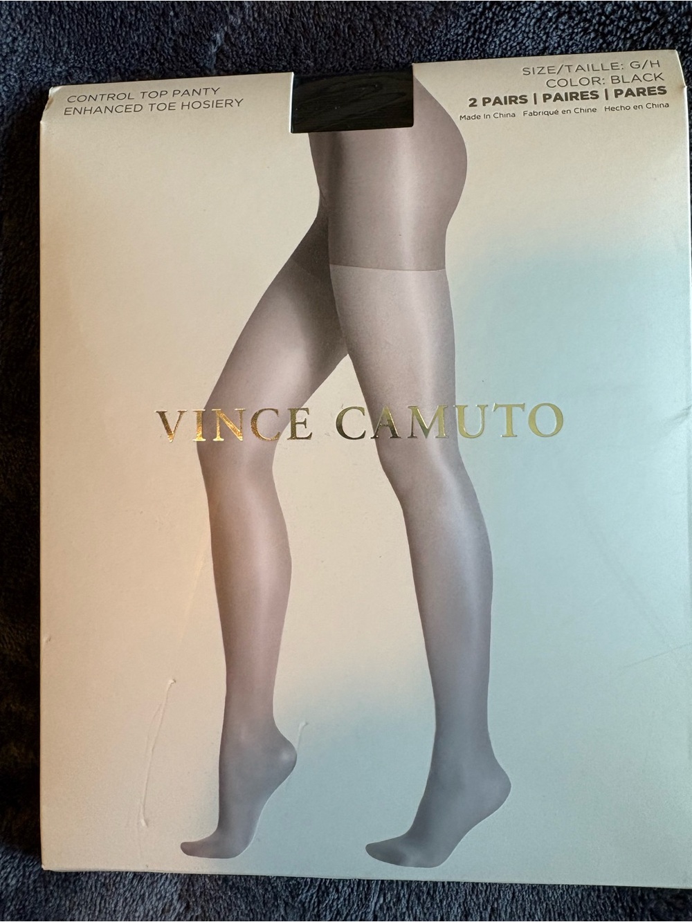 Vince Camuto Black Sheer Control Top Pantyhose - 2 Pairs
